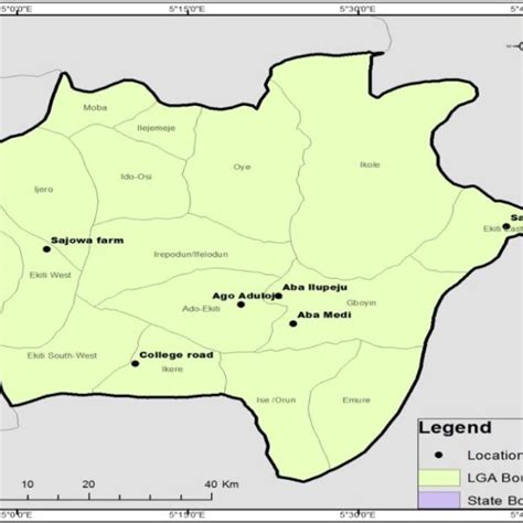 Map of Ekiti-State showing location of sample collection | Download Scientific Diagram