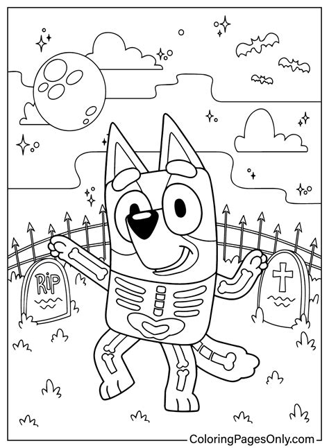 Bluey Halloween Coloring Page - Free Printable Coloring Pages