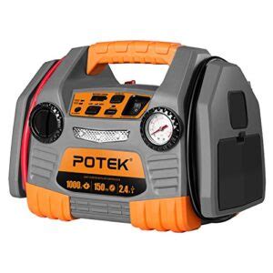 POTEK Car Jump Starter With 150 PSI Tire Inflator/Air Compressor,1000 ...