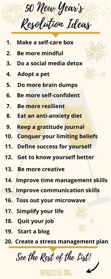 50 New Year’s Resolution Ideas to Improve Your Life - 3D Success | New ...