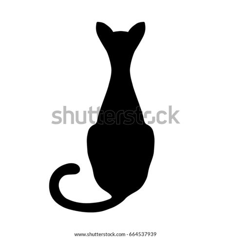 Black Isolated Silhouette Back Sitting Cat Stock Vector (Royalty Free) 664537939 | Shutterstock