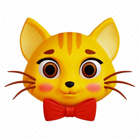 Cat, face, emoji, emoticon, bowtie, expression, pet 3D illustration ...