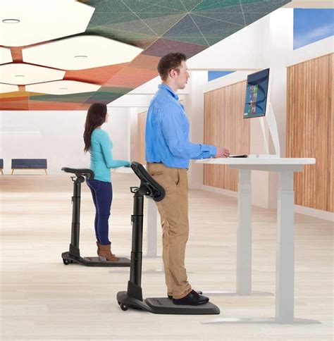 Standing Desk Posture Chair Ergonomic Leaning Chair With Anti-Fatigue Mat Height Adjustable ...