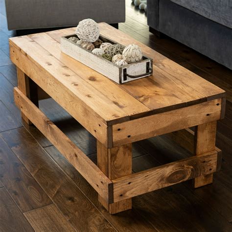 Del Hutson Designs Walnut Landmark Pine Solid Wood Farmhouse Coffee Table - Walmart.com ...