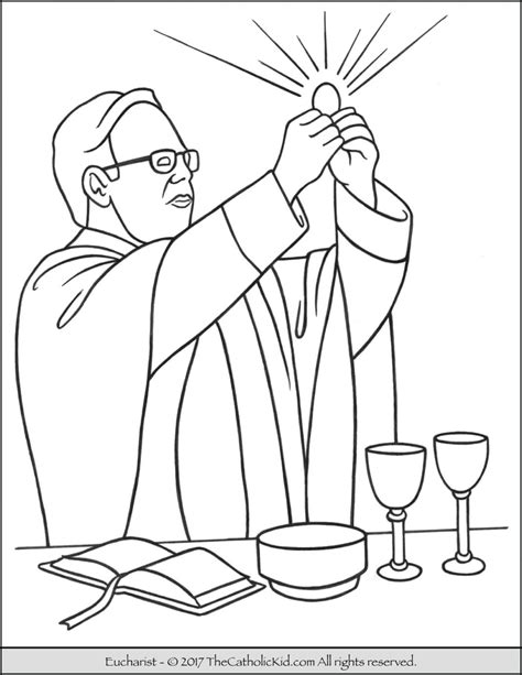 Sacrament of Holy Communion - The Eucharist Coloring Page - TheCatholicKid.com