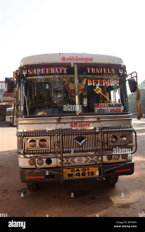 Old public transport bus in Goa India Stock Photo - Alamy