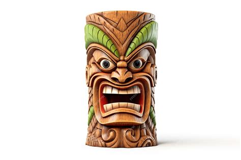 Premium Photo | A tiki mask is on a white background.