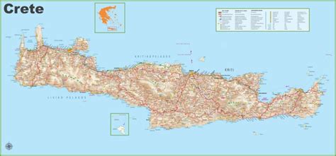 Large detailed map of Crete with cities and resorts - Ontheworldmap.com