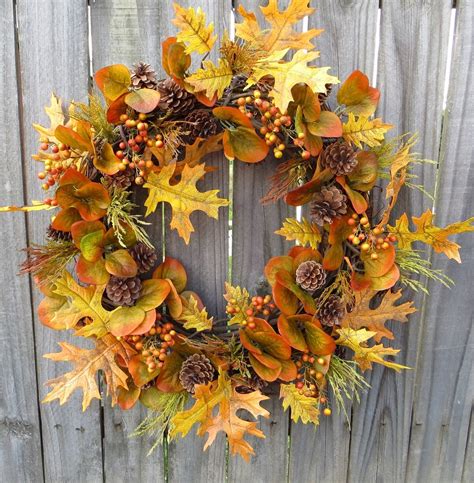 Fall Wreath Fall Oak Leaf Wreath Eucalyptus Fall Leaves