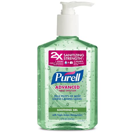 PURELL Advanced Hand Sanitizer Soothing Gel, Fresh Scent with Aloe and Vitamin E, 12 fl oz Pump ...