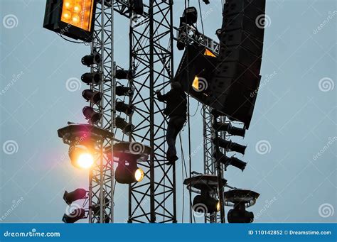 Stage Equipment for a Concert Stock Photo - Image of lamp, event: 110142852