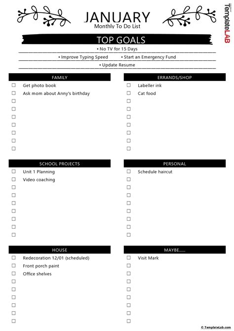 24+ Things To Do Checklist Template | DocTemplates