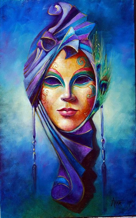 Peacock Mask Painting by Geraldine Arata | Fine Art America