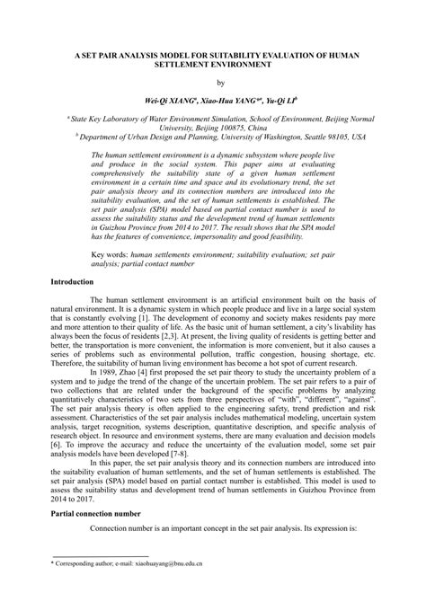 (PDF) A set pair analysis model for suitability evaluation of human ...