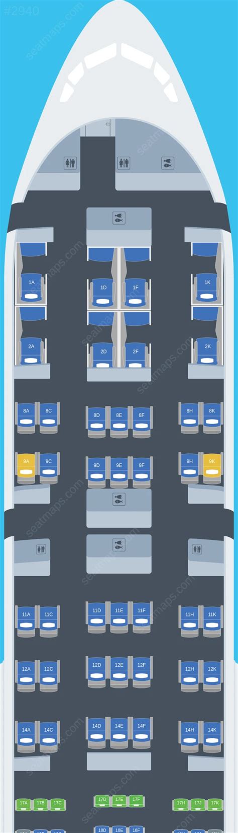 Seat map of Air India Boeing 777-200LR aircraft