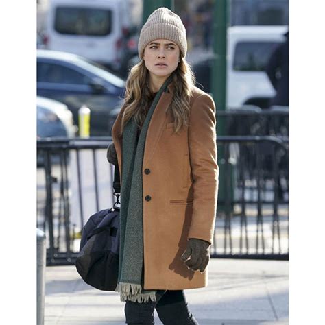 Melissa Roxburgh Manifest Michaela Stone Brown Wool Coat