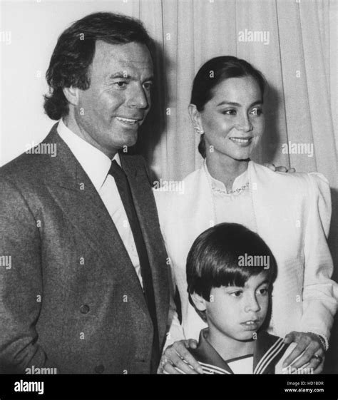 Julio Iglesias (left ) with ex-wife Isabel Preysler and son Enrique Inglesias at Enrique's first ...