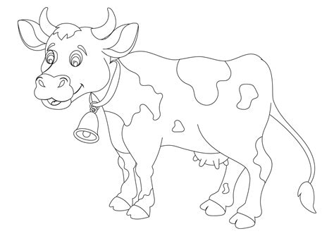 Black and white Cartoon Cow isolated on white background 5721409 Vector ...