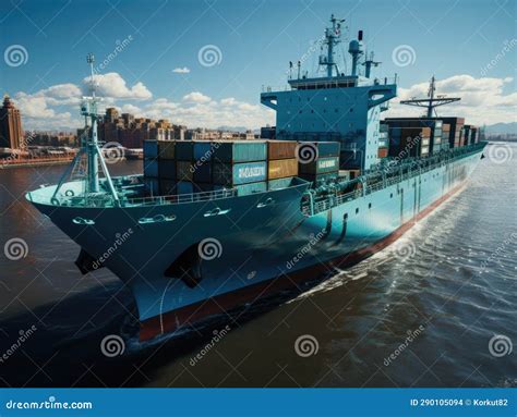 Aerial view of Cargo ship stock photo. Image of transportation - 290105094