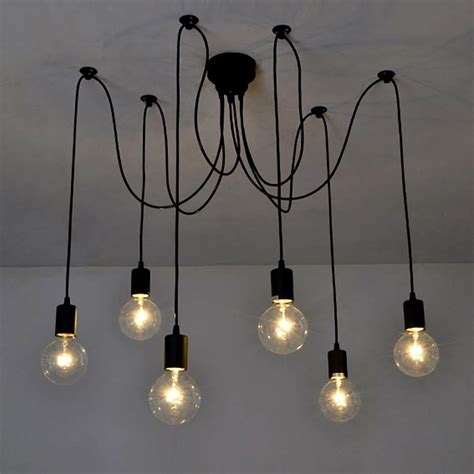 6 Arms Vintage Edison Multiple Ajustable DIY Ceiling Spider Lamp Light ...