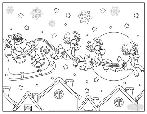 Santa Sleigh And Reindeer Coloring Page Coloring Pages