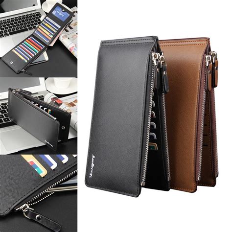 Men's Long Bifold Zipper Leather Wallet Billfold Wallet Purse Checkbook Clutch | eBay