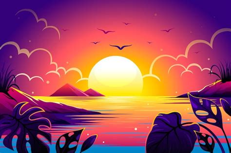 Free Vector | Gradient tropical sunset background