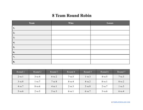 Round Robin Tournament Template