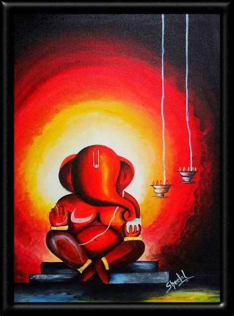 Abstract Ganesha Paintings On Canvas - Painting Photos