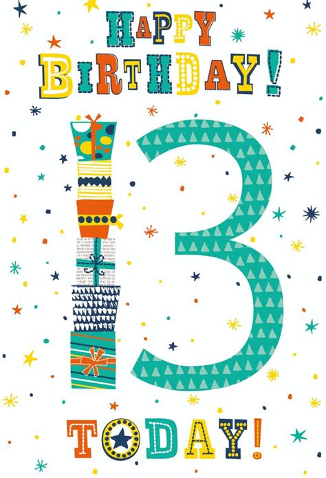 13th Birthday Cards - HAPPY Birthday 13 TODAY - Birthday CARD For ...