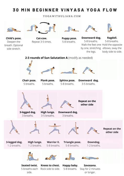 30 min Beginner Vinyasa Yoga Flow.pdf | Yoga flow, Vinyasa yoga, Learn yoga