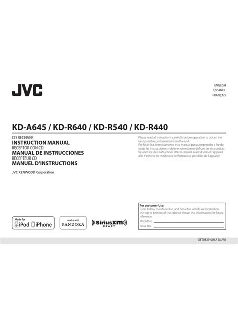 JVC KD r540 Manual de Instrucciones | PDF | I Pod | Equalization (Audio)