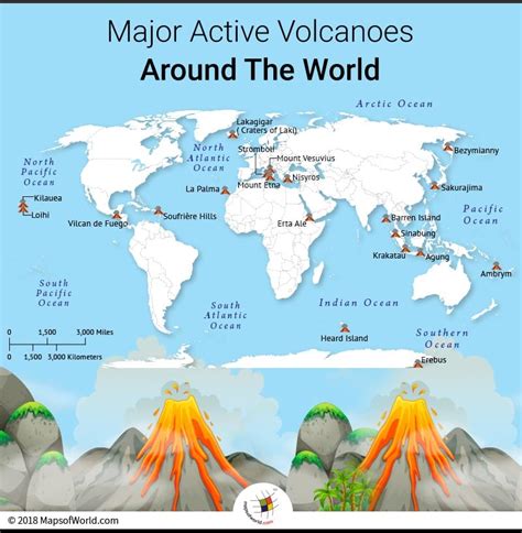 Where are some of the world's major active volcanoes? - Answers