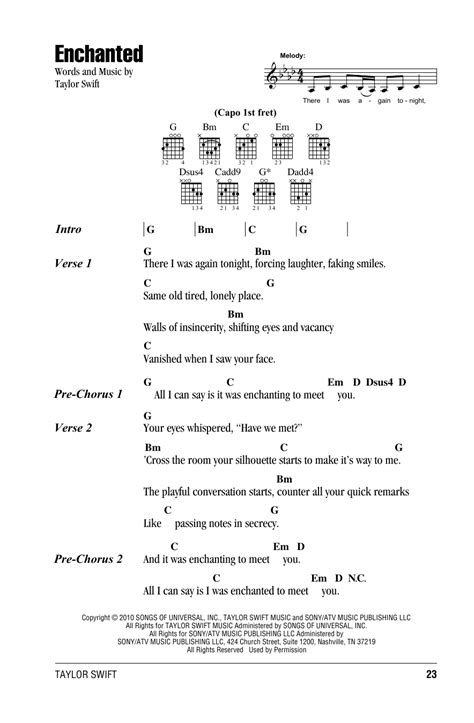 Enchanted by Taylor Swift - Guitar Chords/Lyrics - Guitar Instructor