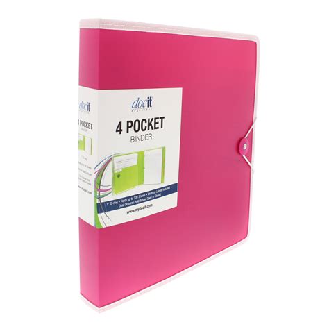 DocIt 4 Pocket 1 Inch D Ring Binder, Pink - Shop Binders at H-E-B