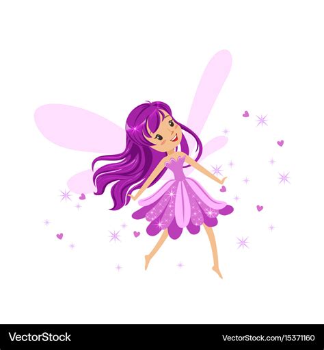 Beautiful smiling purple fairy girl flying Vector Image