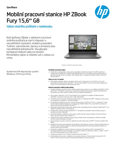 Fillable Online HP ZBook Fury 15 G8 Mobile Workstation PC specifications Fax Email Print - pdfFiller