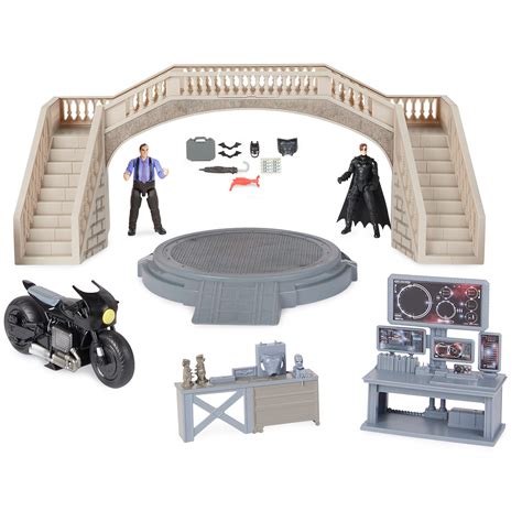 Buy DC Comics, Batman Batcave with Exclusive Batman and Penguin Action Figures and Batcycle, The ...