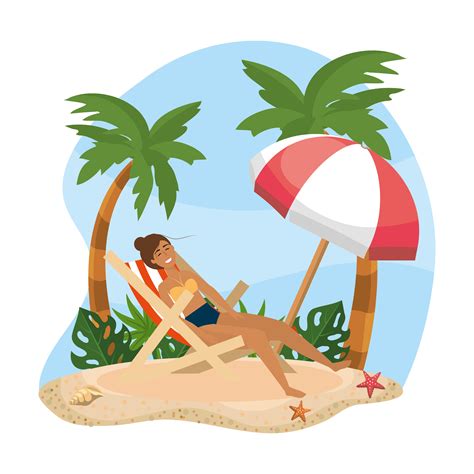 Woman relaxing in beach chair under umbrella 672251 Vector Art at Vecteezy