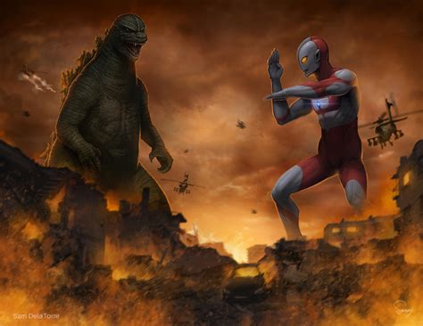 Godzilla (Classic) vs Ultraman by SamDelaTorre on DeviantArt