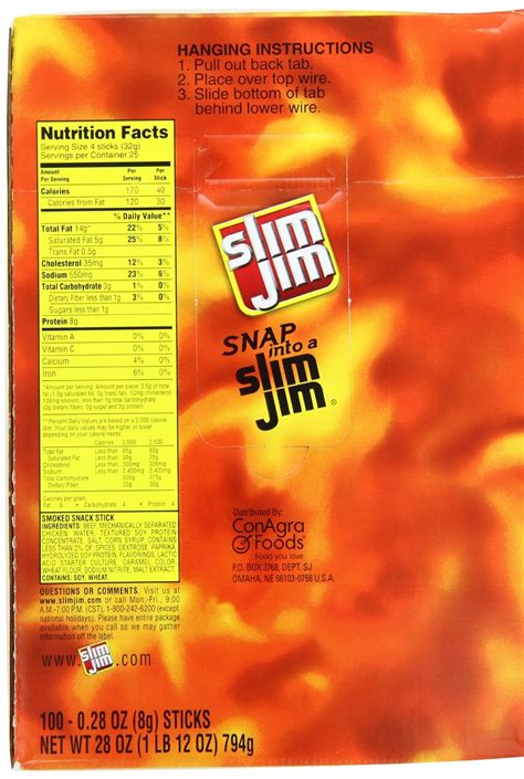 Slim Jim Tabasco Nutrition Facts | Besto Blog