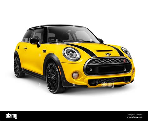 Yellow 2014 Mini Cooper S, Mini Hatch, hatchback compact city car Stock ...