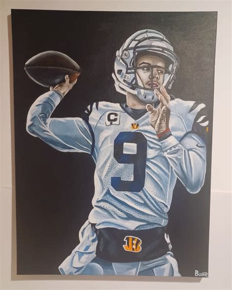 I painted Joe Burrow in the White Bengal uniform last season : r/bengals