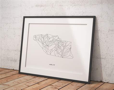 Alta Ski Map Alta Trail Map Ski Utah Utah Art (Instant Download) - Etsy