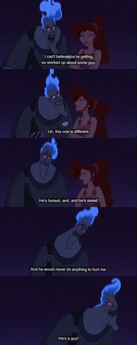 Hercules - Meg & Hades : a guy | Disney funny, Funny disney jokes, Disney quotes