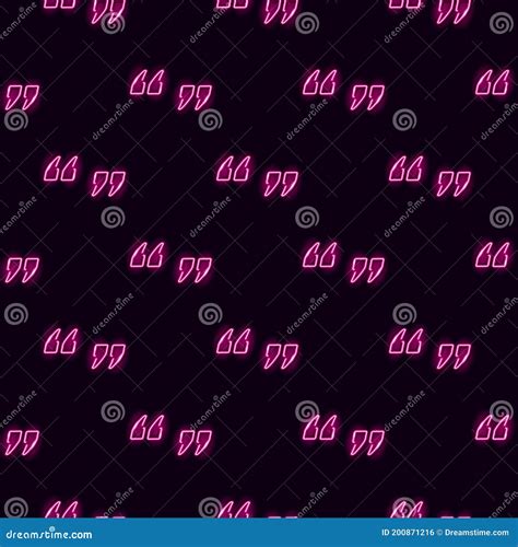 Neon Quotes Marks Seamless Pattern with Pink Icons on Dark Background ...