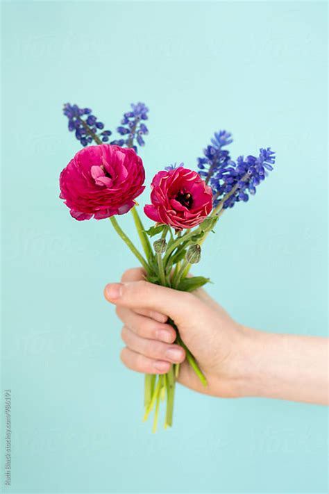 Hand holding bunch of flowers by Ruth Black - Flower, Hand - Stocksy United