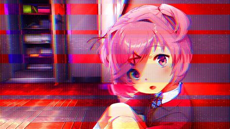 Pink haired anime character, Doki Doki Literature Club, Natsuki (Doki Doki Literature Club ...