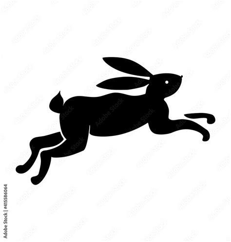 silhouette of a bunny jumping pushing off its hind legs. Vector image is ideal for embossing ...