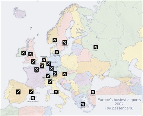 Europe's busiest airports by passengers 2007 - Full size